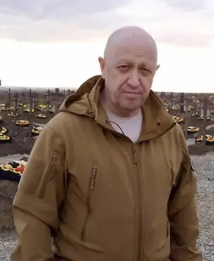 Yevgeny Prigozhin wearing jacket with a hood