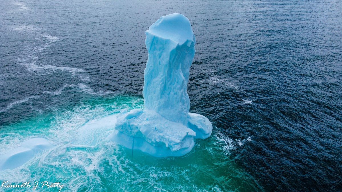 Giant phallus-shaped iceberg floating in Conception Bay surprises residents of Dildo, Canada